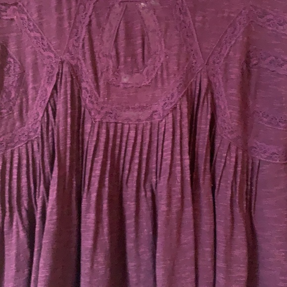 Free People Size XS US Stretch Cotton Jersey and Lace Top in Color Eggplant - Picture 4 of 14
